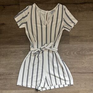 Bershka Black and White Striped Romper